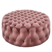 Modway EEI-5469-DUS Amour Tufted Button Large Round Performance Velvet Ottoman Dusty Rose