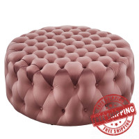 Modway EEI-5469-DUS Amour Tufted Button Large Round Performance Velvet Ottoman Dusty Rose