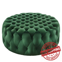 Modway EEI-5469-EME Amour Tufted Button Large Round Performance Velvet Ottoman Emerald