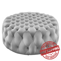 Modway EEI-5469-LGR Amour Tufted Button Large Round Performance Velvet Ottoman Light Gray