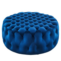 Modway EEI-5469-NAV Amour Tufted Button Large Round Performance Velvet Ottoman Navy
