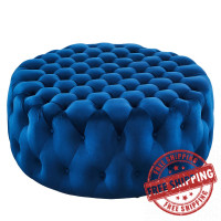 Modway EEI-5469-NAV Amour Tufted Button Large Round Performance Velvet Ottoman Navy