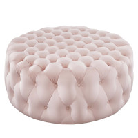 Modway EEI-5469-PNK Amour Tufted Button Large Round Performance Velvet Ottoman Pink