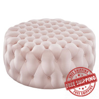 Modway EEI-5469-PNK Amour Tufted Button Large Round Performance Velvet Ottoman Pink