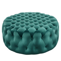 Modway EEI-5469-TEA Amour Tufted Button Large Round Performance Velvet Ottoman Teal