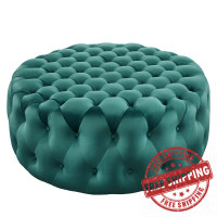 Modway EEI-5469-TEA Amour Tufted Button Large Round Performance Velvet Ottoman Teal