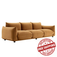 Modway EEI-5470-COG Copious Performance Velvet Sofa Cognac