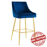 Modway EEI-5473-NAV Discern Performance Velvet Bar Stool Navy