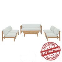 Modway EEI-5483-NAT-WHI-SET Natural White Bayport 6 Piece Outdoor Patio Teak Set