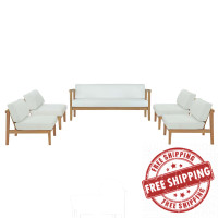 Modway EEI-5484-NAT-WHI-SET Natural White Bayport 5 Piece Outdoor Patio Teak Set