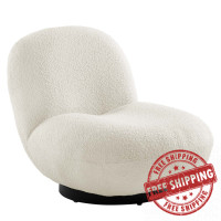 Modway EEI-5486-BLK-IVO Kindred Upholstered Fabric Swivel Chair Black Ivory