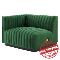 Modway EEI-5490-BLK-EME Conjure Channel Tufted Performance Velvet Left-Arm Chair Black Emerald