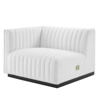Modway EEI-5491-BLK-WHI Conjure Channel Tufted Upholstered Fabric Left-Arm Chair Black White