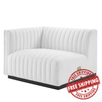 Modway EEI-5491-BLK-WHI Conjure Channel Tufted Upholstered Fabric Left-Arm Chair Black White