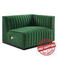 Modway EEI-5492-BLK-EME Conjure Channel Tufted Performance Velvet Right-Arm Chair Black Emerald