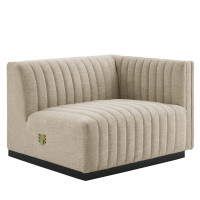 Modway EEI-5493-BLK-BEI Conjure Channel Tufted Upholstered Fabric Right-Arm Chair BlackBeige