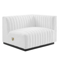 Modway EEI-5493-BLK-WHI Conjure Channel Tufted Upholstered Fabric Right-Arm Chair Black White