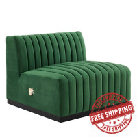 Modway EEI-5494-BLK-EME Conjure Channel Tufted Performance Velvet Armless Chair Black Emerald