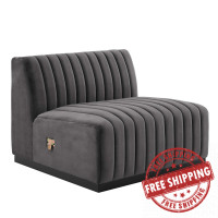 Modway EEI-5494-BLK-GRY Conjure Channel Tufted Performance Velvet Armless Chair Black Gray