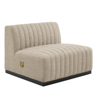 Modway EEI-5495-BLK-BEI Conjure Channel Tufted Upholstered Fabric Armless Chair Black Beige