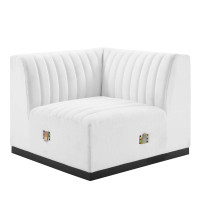 Modway EEI-5497-BLK-WHI Conjure Channel Tufted Upholstered Fabric Left Corner Chair Black White