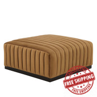 Modway EEI-5500-BLK-COG Conjure Channel Tufted Performance Velvet Ottoman Black Cognac