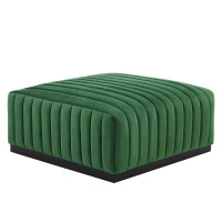 Modway EEI-5500-BLK-EME Conjure Channel Tufted Performance Velvet Ottoman Black Emerald