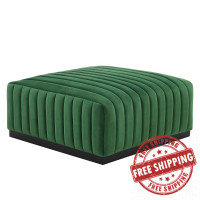 Modway EEI-5500-BLK-EME Conjure Channel Tufted Performance Velvet Ottoman Black Emerald