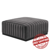 Modway EEI-5500-BLK-GRY Conjure Channel Tufted Performance Velvet Ottoman Black Gray