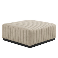 Modway EEI-5501-BLK-BEI Conjure Channel Tufted Upholstered Fabric Ottoman Black Beige