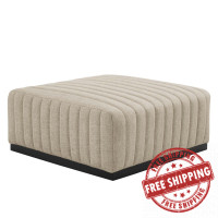 Modway EEI-5501-BLK-BEI Conjure Channel Tufted Upholstered Fabric Ottoman Black Beige
