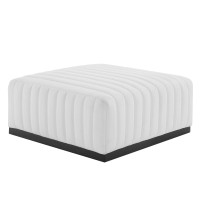 Modway EEI-5501-BLK-WHI Conjure Channel Tufted Upholstered Fabric Ottoman Black White