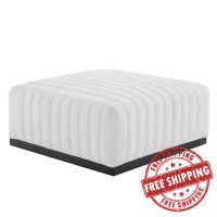 Modway EEI-5501-BLK-WHI Conjure Channel Tufted Upholstered Fabric Ottoman Black White