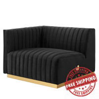 Modway EEI-5502-GLD-BLK Conjure Channel Tufted Performance Velvet Left-Arm Chair Gold Black