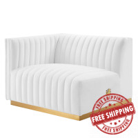 Modway EEI-5502-GLD-WHI Conjure Channel Tufted Performance Velvet Left-Arm Chair Gold