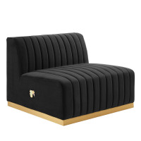 Modway EEI-5504-GLD-BLK Conjure Channel Tufted Performance Velvet Armless Chair Gold Black