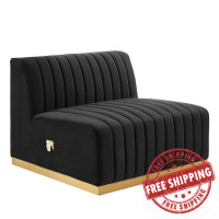 Modway EEI-5504-GLD-BLK Conjure Channel Tufted Performance Velvet Armless Chair Gold Black