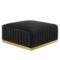 Modway EEI-5507-GLD-BLK Conjure Channel Tufted Performance Velvet Ottoman Gold Black