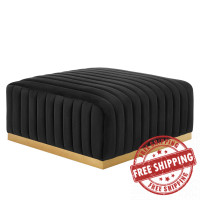 Modway EEI-5507-GLD-BLK Conjure Channel Tufted Performance Velvet Ottoman Gold Black