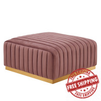 Modway EEI-5507-GLD-DUS Conjure Channel Tufted Performance Velvet Ottoman Gold Dusty Rose