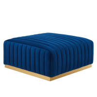 Modway EEI-5507-GLD-NAV Conjure Channel Tufted Performance Velvet Ottoman Gold Navy
