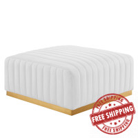 Modway EEI-5507-GLD-WHI Conjure Channel Tufted Performance Velvet Ottoman Gold White