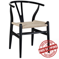 Modway EEI-552-BLK Amish Wooden Dining Chair in Black