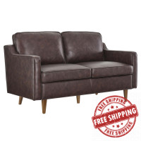 Modway EEI-5554-BRN Impart Genuine Leather Loveseat Brown