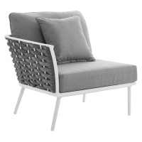 Modway EEI-5565-WHI-GRY Stance Outdoor Patio Aluminum Left-Facing Armchair White Gray