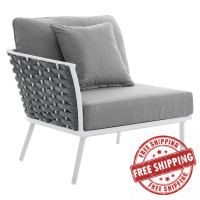 Modway EEI-5565-WHI-GRY Stance Outdoor Patio Aluminum Left-Facing Armchair White Gray