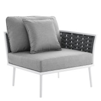 Modway EEI-5566-WHI-GRY Stance Outdoor Patio Aluminum Right-Facing Armchair White Gray
