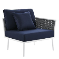 Modway EEI-5566-WHI-NAV Stance Outdoor Patio Aluminum Right-Facing Armchair White Navy