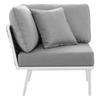 Modway EEI-5567-WHI-GRY Stance Outdoor Patio Aluminum Corner Chair White Gray