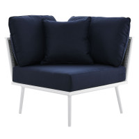 Modway EEI-5567-WHI-NAV Stance Outdoor Patio Aluminum Corner Chair White Navy